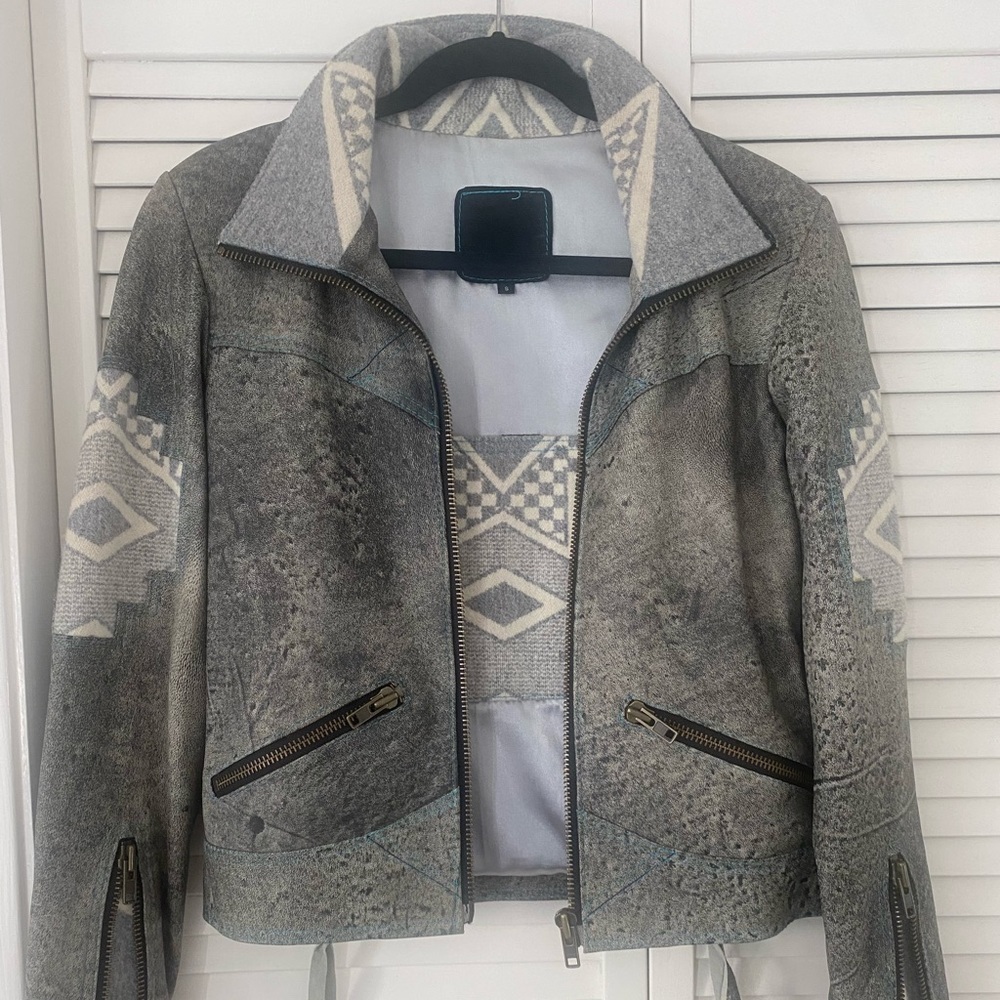 Navajo quilted leather jacket
